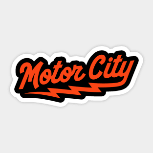 Detroit Orange 'Motor City' Baseball Script Fan T-Shirt: Rev Up Your Style with Detroit Baseball Pride! Sticker